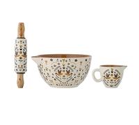Bloomingville Bryn Lot de 3 Kits de pâtisserie en faïence Marron Ø 21 x H 12/L 22,5 x Ø 4,5/H 7,5 x Ø 9 cm