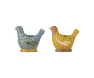Bloomingville Coquetier Birdy Lot de 2 Blue-yellow
