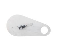 Bloomingville Couteau à fromage avec planche à découper Abrielle 20x42 cm Marbre blanc-acier inoxydable