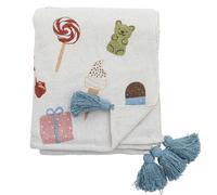 Bloomingville Couverture Bonbons Blanc Avec Cadeaux Et Glace Bleu Pompons