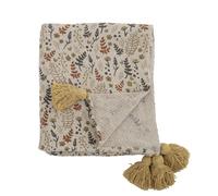 Bloomingville Couverture Filipa Jaune Blanc Recyclé Coton 130x160 Couverture