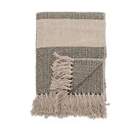Bloomingville Couverture Nature Vert Recy oton 130x160 Couverture Fringe