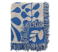Bloomingville Couverture NEVINE Bleue Crème Motif Floral 160x130 cm