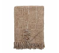 Bloomingville Couvre-lit de qualité supérieure 160 x 130 cm - Plaid polyvalent en coton recyclé, idéal comme couverture de canapé, doux et facile d'entretien (marron)