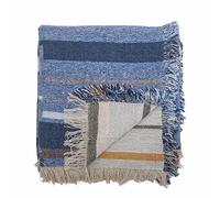 Bloomingville Couvre-lit de qualité supérieure 160 x 130 cm - Plaid polyvalent en coton recyclé idéal comme couverture de canapé ou pour lit et jardin, doux et facile d'entretien (bleu)