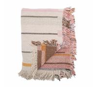 Bloomingville Couvre-lit de qualité supérieure 160 x 130 cm - Plaid polyvalent en coton recyclé idéal comme couverture de canapé ou pour lit et jardin, doux et facile d'entretien (rose)