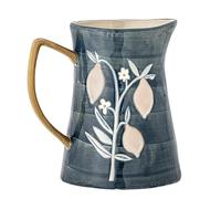Bloomingville Creative Collection 82060469 Feriha Pichet en grès bleu avec motif citron 24 x 18,5 cm 3,1 l