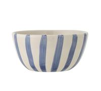 Bloomingville Creative Collection 82060956 Bégonia Bol en grès peint à la main à rayures Bleu Passe au lave-vaisselle, au micro-ondes et au four 500 ml Diamètre 14 cm Hauteur 7 cm