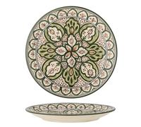 Bloomingville Creative Collection Karlie Assiette en grs vert 27,5 cm Motif mditerranen peint la main Variantes de vernis Passe au lave-vaisselle et au micro-ondes
