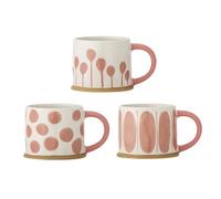 Bloomingville Creative Collection Linora Lot de 3 mugs en faïence Rose T11 x H 8,5 cm 460 ml