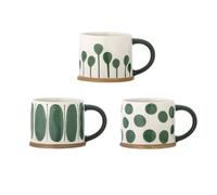 Bloomingville CREATIVE COLLECTION Linora Lot de 3 mugs en grès Vert 11 x 8,5 cm 450 ml