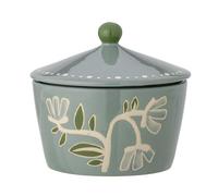 Bloomingville Creative Collection Tangier Pot de conservation avec couvercle peint à la main Vert avec motif floral 660 ml Ø 15 x H 14 cm