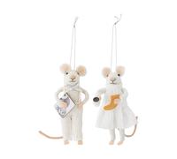 Bloomingville Décoration de Noël souris Peo 2 pièces Blanc