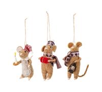 Bloomingville Décoration de Noël souris Peo 3 pièces Brun