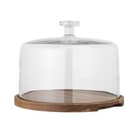 Bloomingville Gâteau Nici avec Couvercle en Verre 29 CM Plateau Acacias Bois