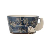 Bloomingville Hezha Bol en faïence bleu - Bol élégant pour nourriture et décoration, D 13 x H 7 cm