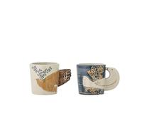 Bloomingville Hezha Lot de 2 tasses à expresso en grès Bleu 5 x 5 cm 55 ml