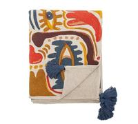 Bloomingville Horus Couverture en coton recyclé, orange, L 160 x l 130 cm, 1800 ml