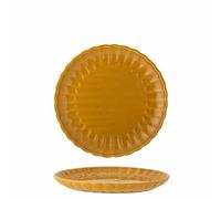 Bloomingville Latina Assiette plate en faïence, diamètre 20 x H, 2 cm, en céramique, pour un usage quotidien et des occasions spéciales, passe au lave-vaisselle et au micro-ondes, jaune