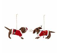Bloomingville Lot de 2 Ornements Monty - Laine - Marron - 11,5 x 12 x 4 x 11,5 x 10 x 4 cm