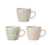 Bloomingville – Lot de 3 petites tasses Cecile, céramique rose et gris, 7,5 cm