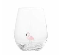 Bloomingville Misa Verre à eau transparent - Verre soufflé à la bouche avec motif flamant rose fait main - Unique