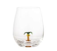 Bloomingville Misa Verre souffl la bouche transparent de 560 ml avec palmier dcor la main, design unique fait la main, ne passe pas au lave-vaisselle, collection Happy Changes
