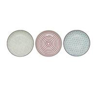 Bloomingville Patrizia Lot de 3 assiettes en céramique Bleu/vert/rose 20 cm