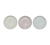 Bloomingville Patrizia Lot de 3 assiettes en céramique Vert/violet/bleu 25 cm