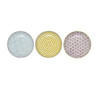Bloomingville Patrizia Lot de 3 petites assiettes en céramique Bleu/jaune/violet 16 cm