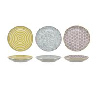 Bloomingville Patrizia Lot de 3 petites assiettes en céramique Bleu/jaune/violet 16 cm