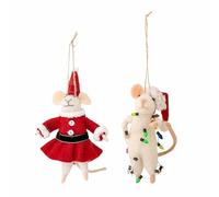Bloomingville PEO Ornament, Laine, Blanc, 7 x 13 x 4,5/12 x 10 x 8 cm, Lot de 2