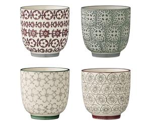Bloomingville Petites Tasses sans anse Karine, Gris/Noir, Gris/Vert/Violet, 4 pices