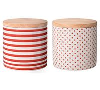 Bloomingville Pot avec Couvercle Isabella - Couleur Ø 10 x H 10 cm, Rouge, Céramique, Lot de 2, Capacité 400 ML