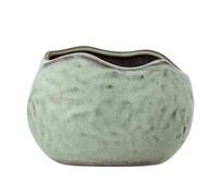 Bloomingville Pot de Fleurs en grès Vert, Faisant Partie de la Collection Pennie, Pot de Forme Organique avec Vernis Brillant, idéal pour Le Jardinage Domestique, L16,5 x H11 x L13 cm, de légères