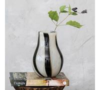 Bloomingville Rayures de Verre de 19 cm, Vase Noir et Blanc