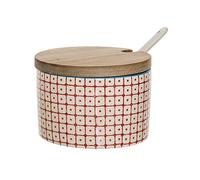 Bloomingville Salière avec Couvercle et cuillère Carla - Couleur Ø 10 cm, Rouge, Céramique, Capacité 250 ML