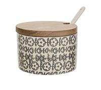 Bloomingville Salière avec Couvercle et cuillère Karine - Couleur Ø 10 cm, Gris, Céramique, Capacité 250 ML