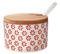 Bloomingville Salière avec Couvercle et cuillère Susie - Couleur Ø 10 cm, Rouge, Céramique, Capacité 250 ML