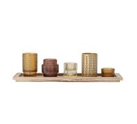 Bloomingville - Sanga Tray W/votive - Brown - Set Of 6 (82049508)