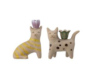BLOOMINGVILLE - Set of 2 - Mamie Cat Candlestick (82058194)