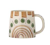 Bloomingville Shama 82060439 Tasse avec anse en grès peinte à la main Vert 515 ml 14,5 x 11 cm