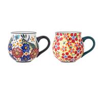 Bloomingville Tasse à Café FLORIST 2 Pièces Motif Fleurs, Céramique