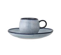 Bloomingville Tasse à Expresso et Soucoupe Sandrine, Bleu, cramique
