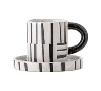 Bloomingville Tasse avec soucoupe Frankie 30 cl Noir-blanc