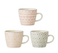 Bloomingville Tasses à café Cécile, Rose et Gris, 3 pièces