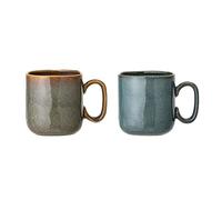 Lot de 2 mugs en grès vert, forme carrée aux coins arrondis, fait main - Bloomingville, Aime - 9x9x10 cm