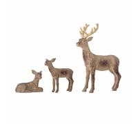 Bloomingville Tuan Deko Lot de 3 - Rennes en polyrésine - Marron - Décoration de Noël au Design scandinave