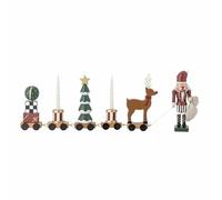 Bloomingville Vadim Décoration de Table de Noël Train avec Figurines de Noël comme bougeoir décoratif pour Une atmosphère chaleureuse, Vert (Père Noël)