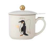 Bloomingville Valentin Gobelet avec couvercle et infuseur à thé, doré, grès, T10 x H 11 cm, 300 ml